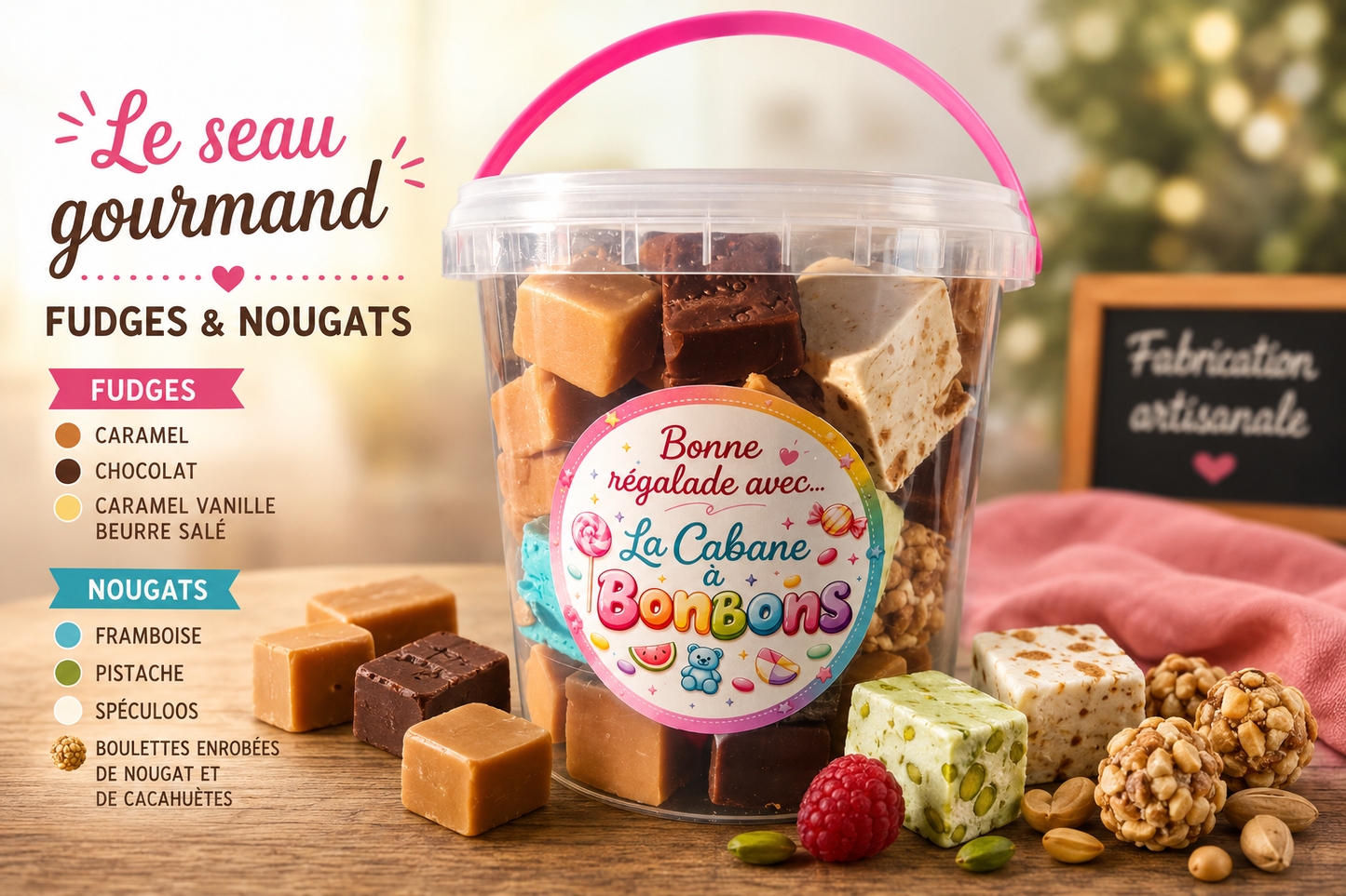 Sceaux de Caramel Fudges et Nougat gros cubes