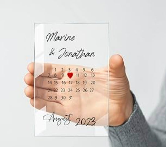 Calendrier Personnalisé Date Importante - 12x17cm et 20x15cm avec Socle Bois ou chevalet bois
