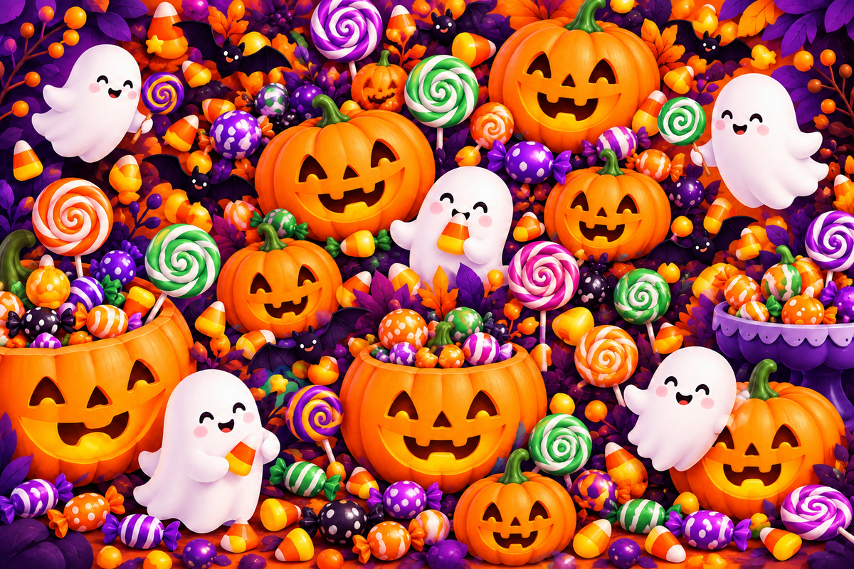 Bannière Halloween remplie de motifs