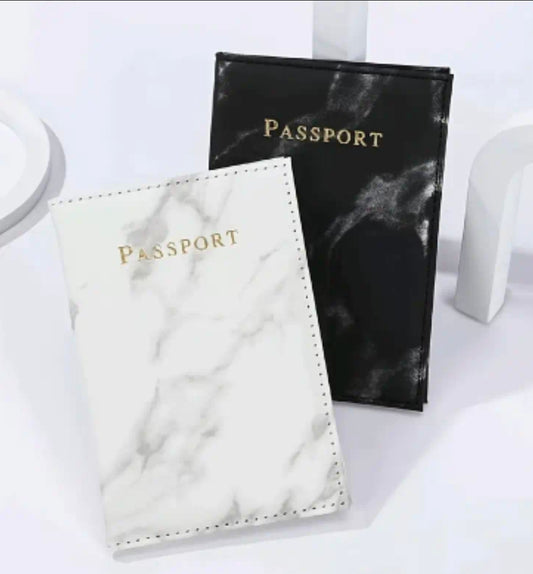 Pochette Passeport Prénom(blanc marbré)