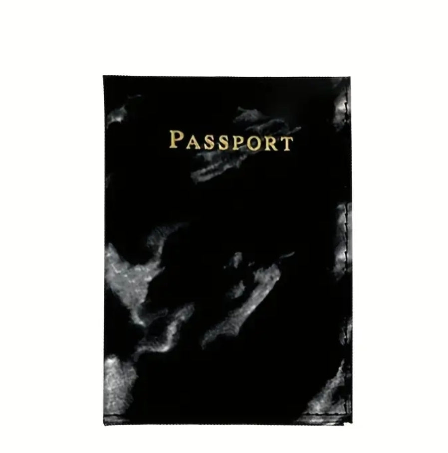 Pochette Passeport Prénom(Noir marbré)