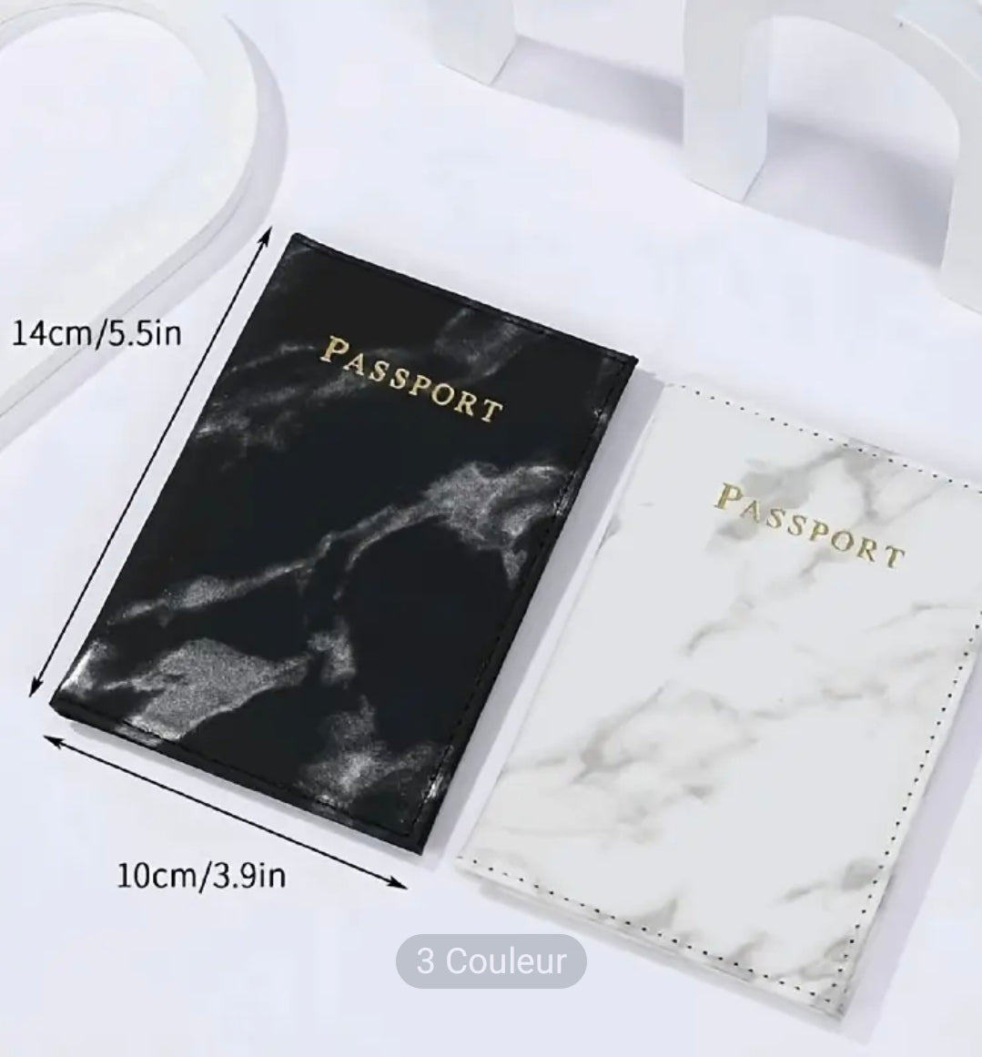 Pochette Passeport Prénom(blanc marbré)