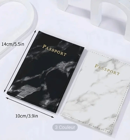 Pochette Passeport Prénom(blanc marbré)