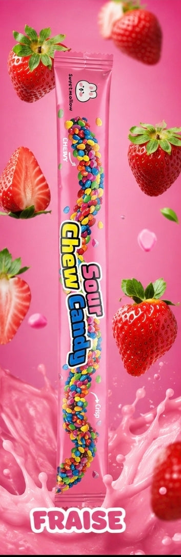 Bâton acidulé fraise(à l'unité)